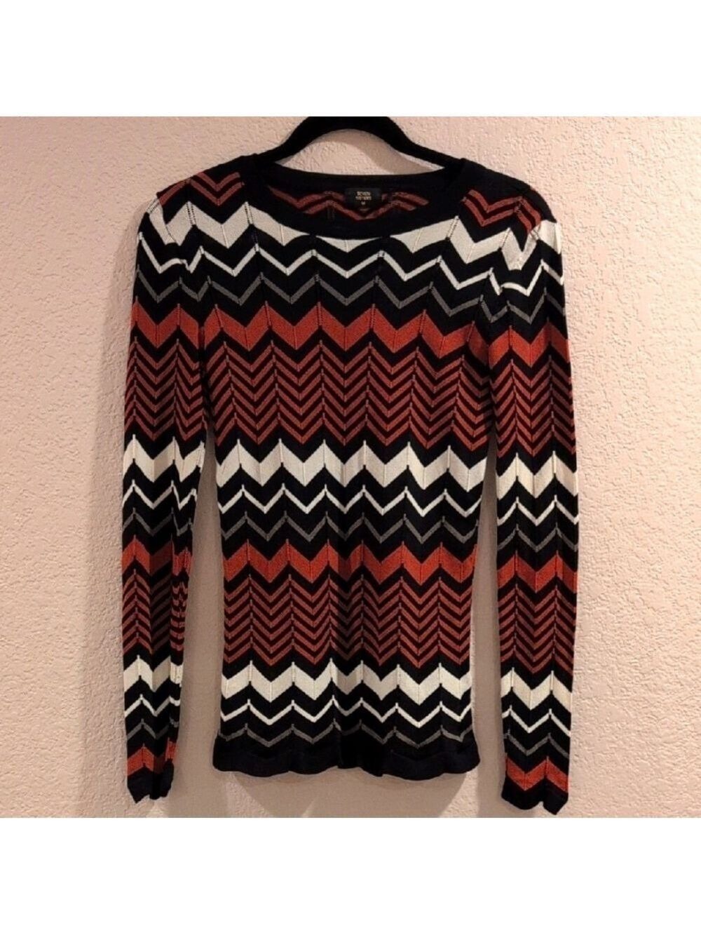 Seven Sisters Lightweight Long Sleeve Sweater Medium Chevron